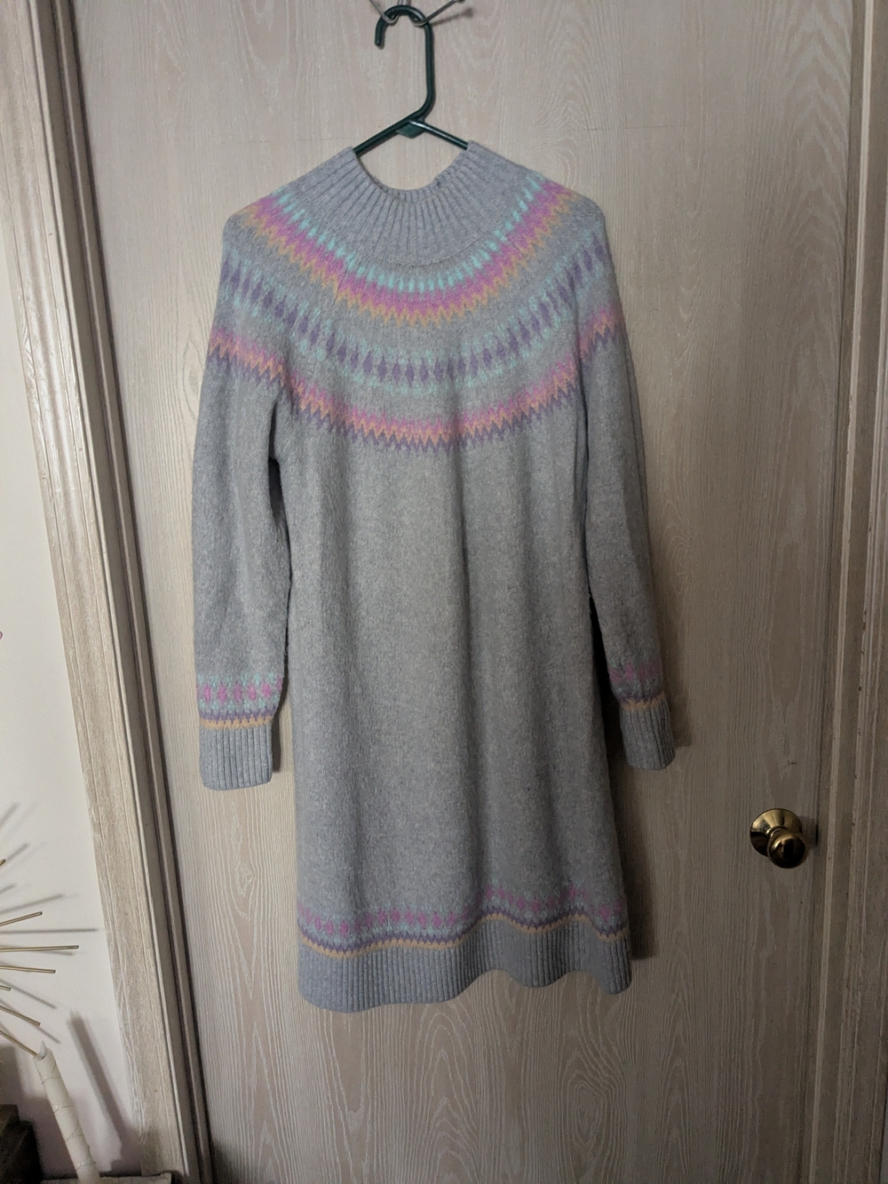 torrid Gray Fair Isle Knit Sweater Dress with Pastel Trim